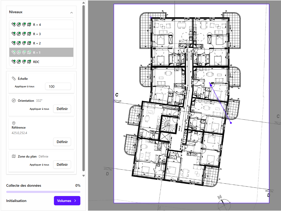 Interface ENIXO : étape 1 de la détection du bâti